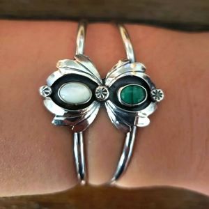 Vintage SS Malachite/MOP Cuff Bracelet